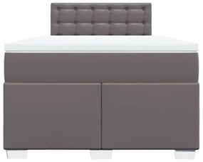 Cama boxspring com colchão 120x190 cm couro artificial cinzento