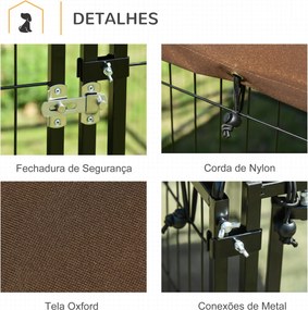 PawHut Parque para Cães com Toldo Suporte Giratório 2 Tigelas Incluída