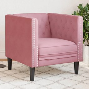 vidaXL Sofá chesterfield veludo rosa