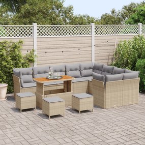 Conjunto de Sofá de Jardim vidaXL com Almofadas Bege Rattan Acácia