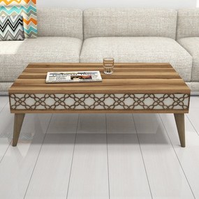 Mesa de Centro City – Noz e Creme – 105x36,6x60 cm