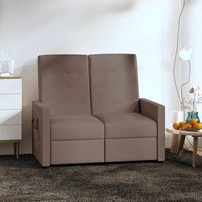 vidaXL Sofá de massagens reclinável 2 lugares tecido cinza-acastanhado
