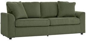 HOMCOM Sofá de 3 Lugares Sofá Sala de Estar 212x80x88 cm Estofado em Veludo Canelado com 2 Almofadas Desenho Moderno Verde | Aosom Portugal