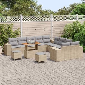 Conjunto de Sofá para Jardim de 13 Peças da com Almofadas em Rattan Si