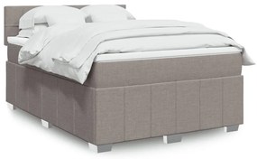 vidaXL Cama com molas/colchão 140x190 cm tecido castanho-acinzentado