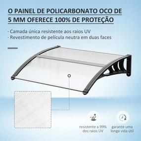 Toldo de Proteção 75x100 cm para Portas e Janelas contra Sol e Chuva com Suporte de Liga de Alumínio Transparente e Preto