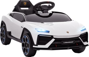Carro Elétrico para Crianças 12V com Motor Duplo Rodas com Suspensão Faróis Música USB 101,5x49x43 cm Branco
