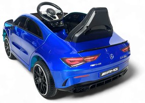 Carro elétrico para crianças Mercedes CLA45s AMG, 12V pneus de borracha EVA, banco em pele artificial Azul