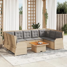 vidaXL 7 pcs conjunto lounge para jardim com almofadões vime PE bege
