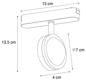 Foco Moderno Preto para Sistema de Trilho Monofásico com LED Rotativo e Inclinável - Magnetic Lance Moderno