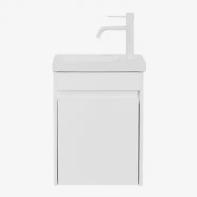 Conjunto De Móvel De Casa De Banho Suspenso Em Madeira Com Lavatório Integrado Narek Branco & Sem Espelho & Branco ?20 Cm Com Válvula - Sklum