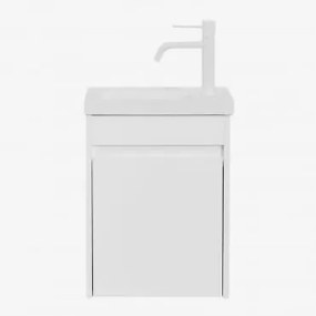 Conjunto De Móvel De Casa De Banho Suspenso Em Madeira Com Lavatório Integrado Narek Branco & Sem Espelho & Branco ↑20 Cm - Sklum