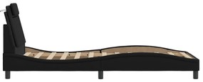 Estrutura de cama c/ cabeceira couro artificial 80x200 cm preto