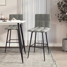 vidaXL Bancos de bar 2 pcs veludo cinzento-claro