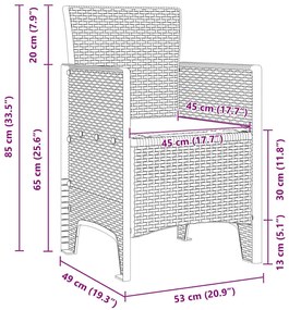 Conjunto de Jantar para Jardim 5 pcs Branco Vime