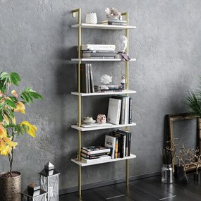 Estante Paula – Branco e Dourado – 60 cm x 174 cm x 22 cm