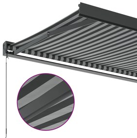 Toldo retrátil 5x3 m tecido e alumínio antracite e branco