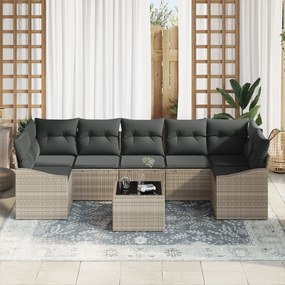 Conjunto de Sofá de 8 Peças com Almofadas Cinza Claro Rattan Sintético