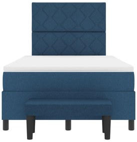 Cama Box Spring com Colchão &amp; Banco Azul 120x200 cm Tecido