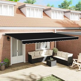 vidaXL Toldo Retrátil Preto 500x300 cm