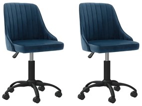 Cadeiras de jantar giratórias 2 pcs veludo azul