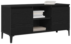 Armário de TV vidaXL Preto Carvalho 102x35x50 cm de Madeira de Engenha