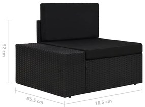 5 pcs conjunto lounge para jardim vime PE preto