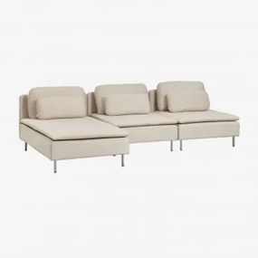 Sofá Modular Oriol De 3 Peças Com Chaise Longue À Esquerda Tecido Creme Bege - Sklum