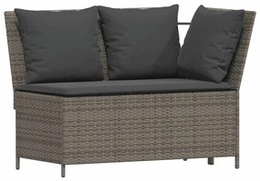 5 pcs conjunto sofás de jardim c/ almofadões vime PE cinzento