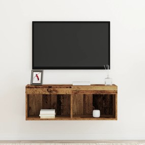Armário de TV vidaXL com Luzes LED Madeira Antiga 80x30x30 cm