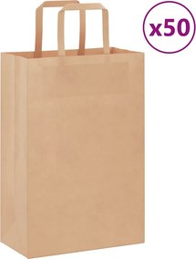 vidaXL Sacos de papel 50 unid com alças branco 21x11x31 cm