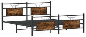 Estrutura de cama sem colchão 183x213cm metal carvalho fumado