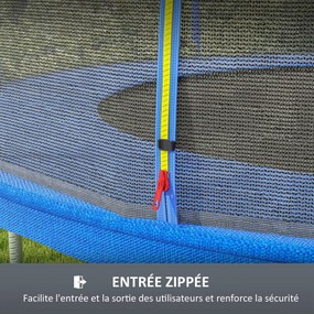 Rede de substituição para trampolins Ø 366 cm (NÂO INCLUIDO), 8 postes verticais, rede de segurança para trampolins, com abertura com fecho de correr