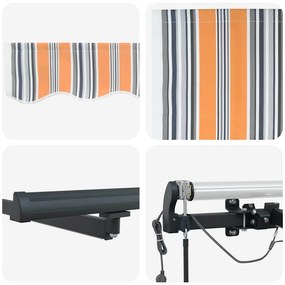 Toldo Retrátil Automático com Listras LED Multicoloridas 450x300 cm