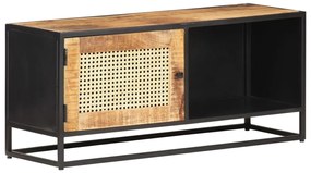 Móvel de TV 90x30x40 cm mangueira áspera maciça e palha natural