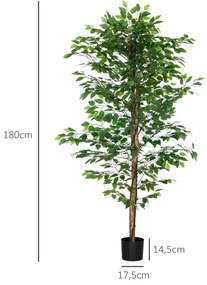 HOMCOM Planta Figueira Artificial com Tronco Realista 180 cm Planta Ar