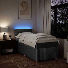 Cama com molas/colchão 90x200 cm tecido cinzento-escuro