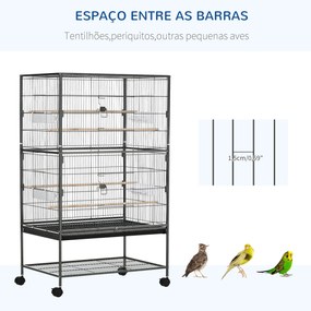 PawHut Gaiola para Pássaros com Rodas 78x52x132 cm Gaiola para Pássaro