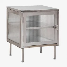 Mesa Auxiliar Em Aço E Vidro Paoline Cinzento Escovado - Sklum