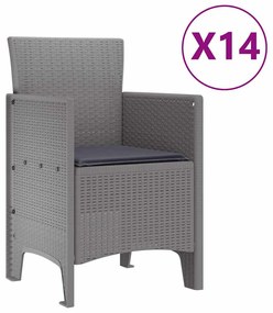 Conjunto de Jantar para Jardim 15 pcs Cinzento-claro