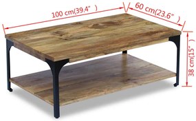 Mesa de centro, madeira de mangueira 100x60x38 cm