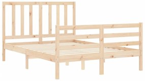 Estrutura de cama com cabeceira 140x190 cm madeira maciça