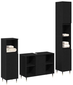 Conjunto de Móveis para Casa de Banho vidaXL 3 peças Carvalho Preto Ma