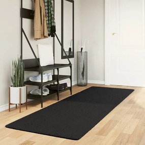 vidaXL Tapete pelo curto macio e lavável HUARTE 80x250 cm preto