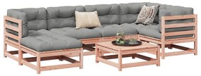 7 pcs conj. sofás jardim c/ almofadões madeira abeto-de-douglas
