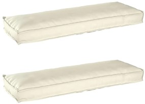 vidaXL Almofadas de Palete para Banco 2 pcs Creme 120x40x8 cm Tecido Oxford