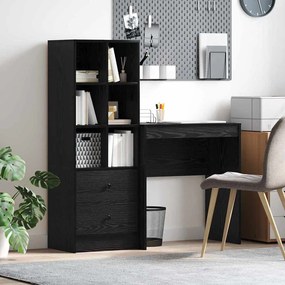 vidaXL Mesa com Armazenamento Carvalho Preto Madeira Derivada