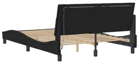 Estrutura de cama c/ luzes LED 140x190 cm veludo preto