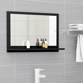 vidaXL Espelho de casa de banho derivados de madeira preto