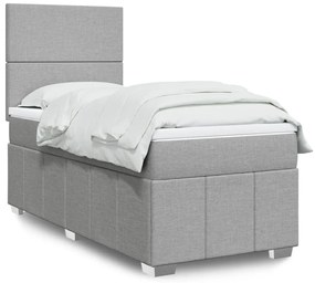 Cama com molas/colchão 90x200 cm tecido cinza-claro